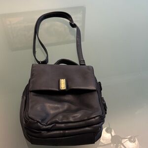 Kathie Lee Collection Black Leather Messenger Bag